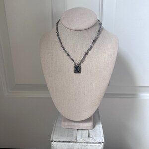 925 silver purple amethyst stone pendant necklace chips goth vintage